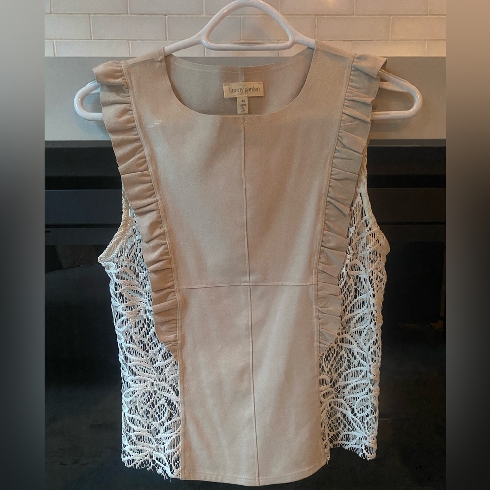 Suede Top with floral cut out sides